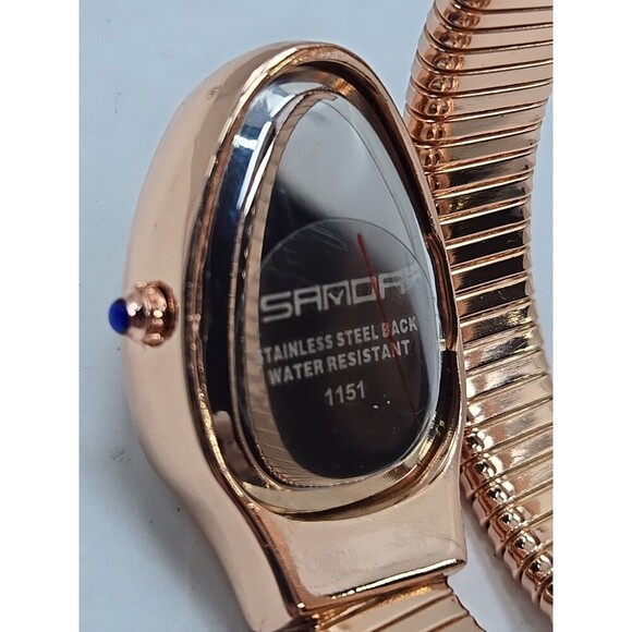 Sanda 1151 Rose Gold Snake Coil Bangle Rhinestone Roman Womens Watch New Battery main image 4